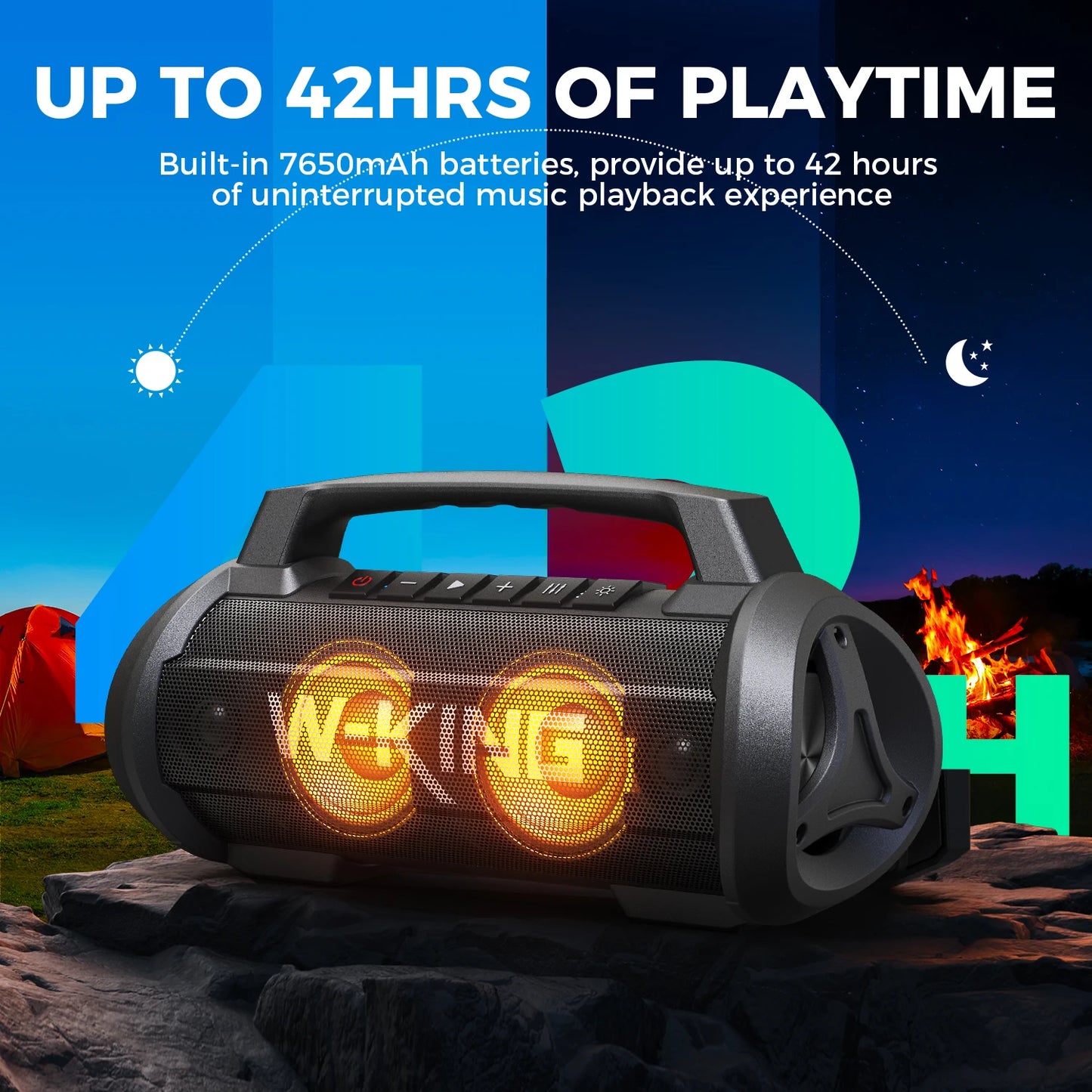 W King 70W Waterproof Portable Bluetooth Speaker With Bass