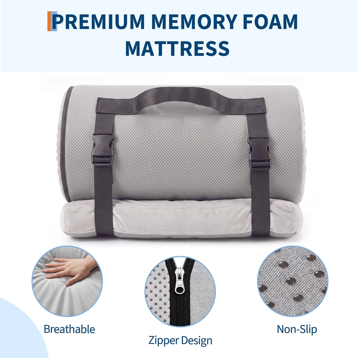 Portable Memory Foam Camping Mattress With Roll Up Design
