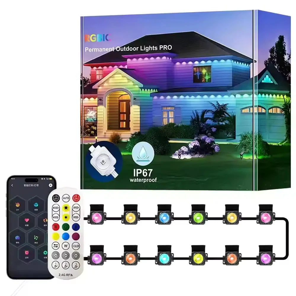 Smart App Remote Control Waterproof LED Eaves String Lights