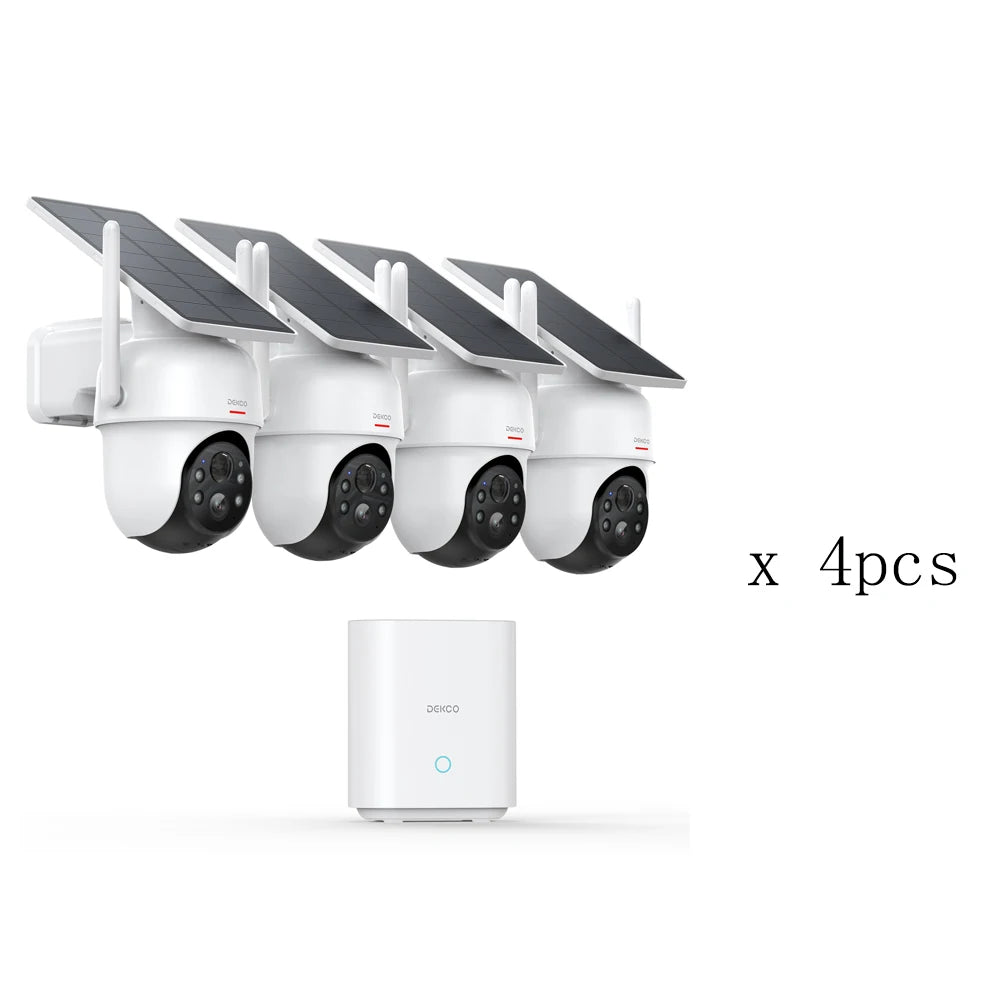 Dekco 3MP Solar Wireless Security Camera Kit With PTZ Tracking