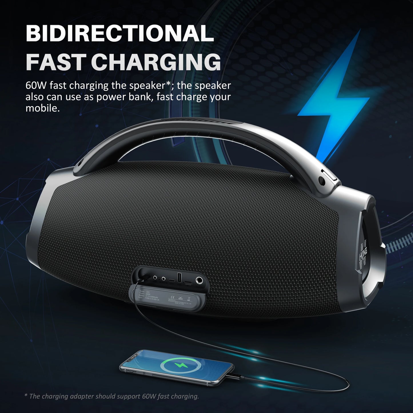 W-King D20 Portable Bluetooth Speaker With Powerful Bass IPX7 Waterproof