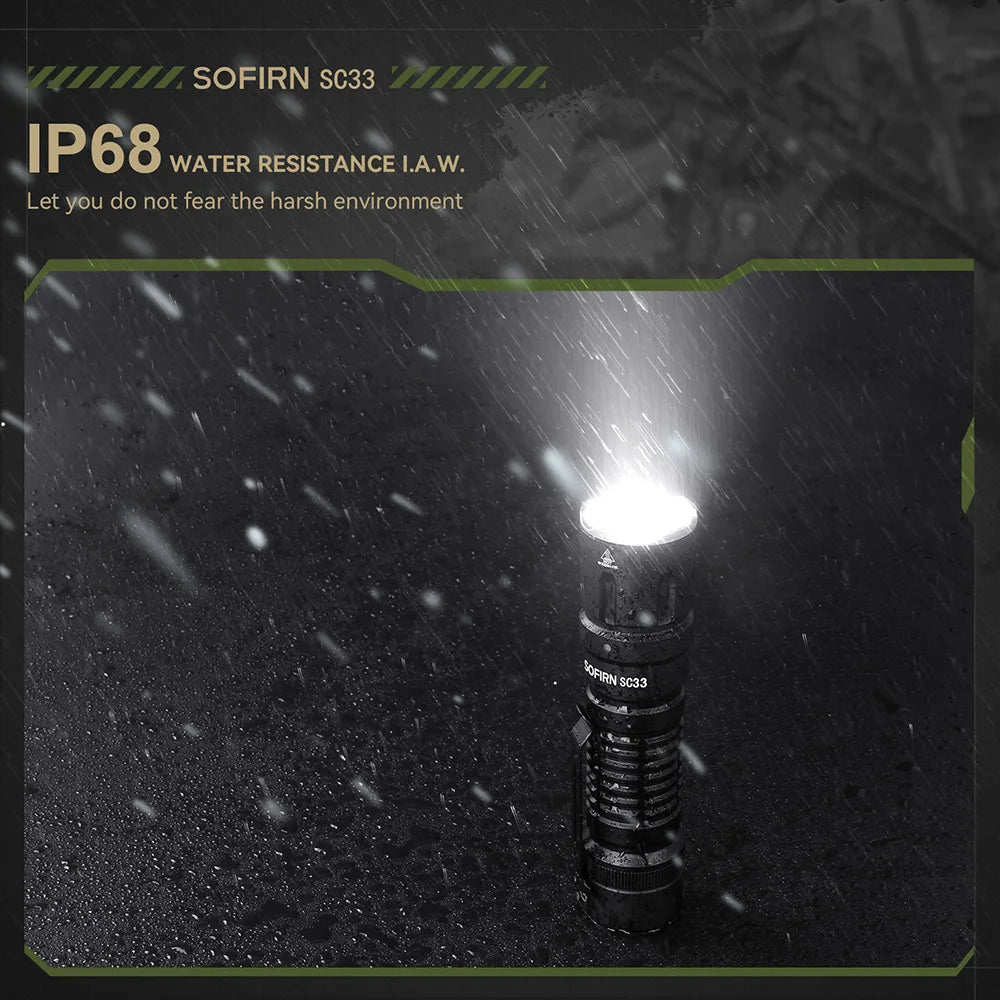 Sofirn SC33 LED Tactical Flashlight 5200lm Rechargeable 21700 Type C Outdoor