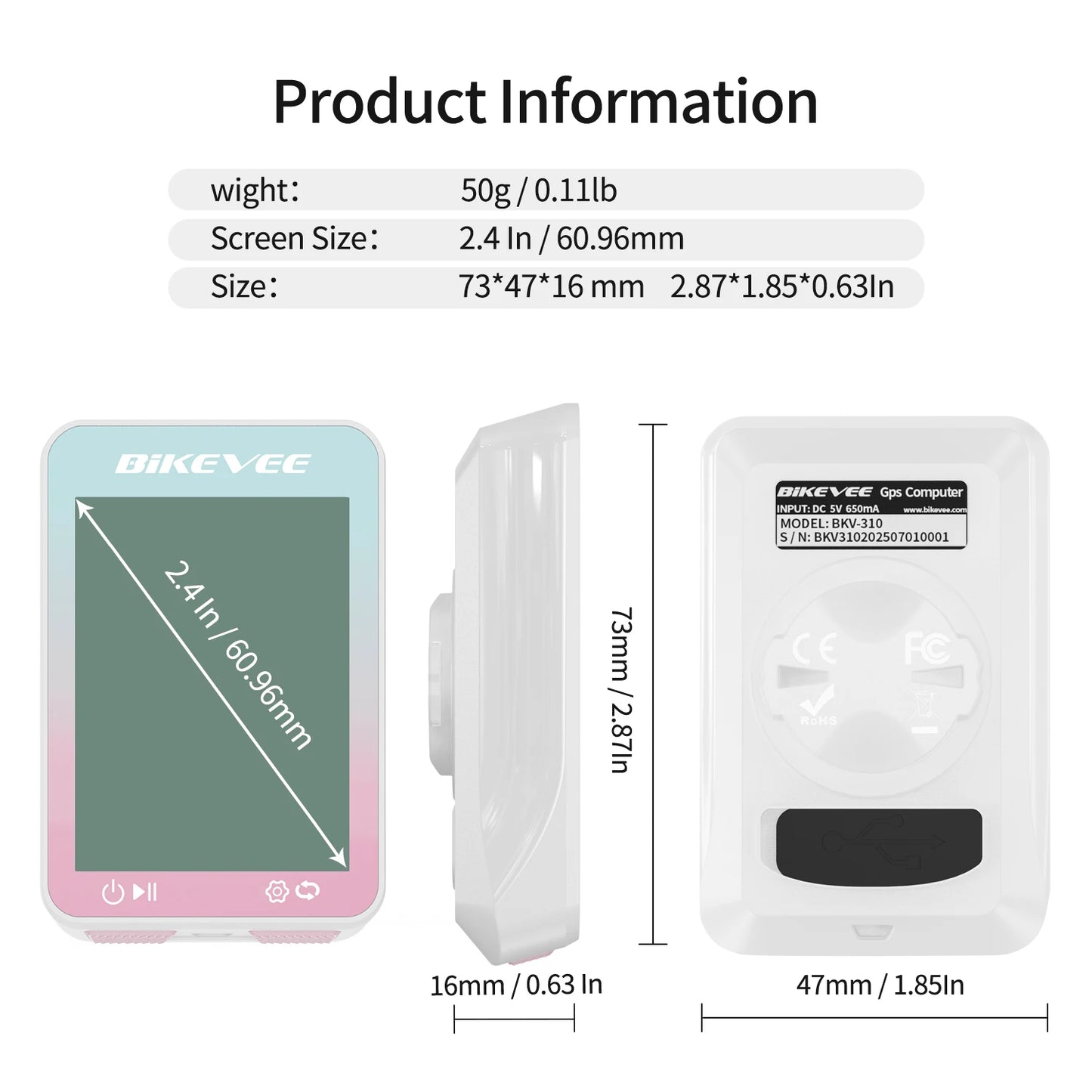 Bikevee Wireless GPS Bike Computer Cycling Speedometer With Auto Backlight