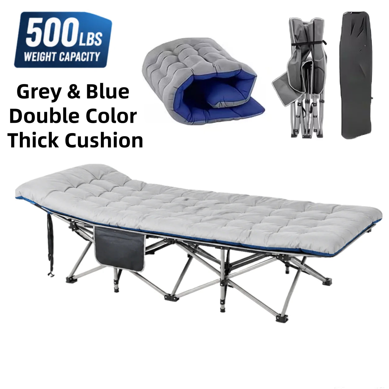 Portable Folding Camping Cot with Thick Mattress