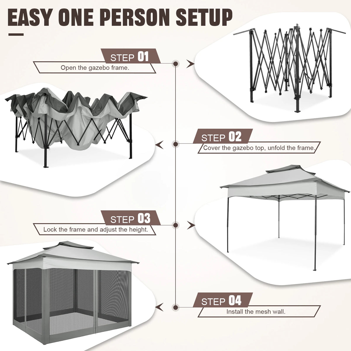 Tooluck Pop Up Gazebo Outdoor Canopy With Mosquito Netting
