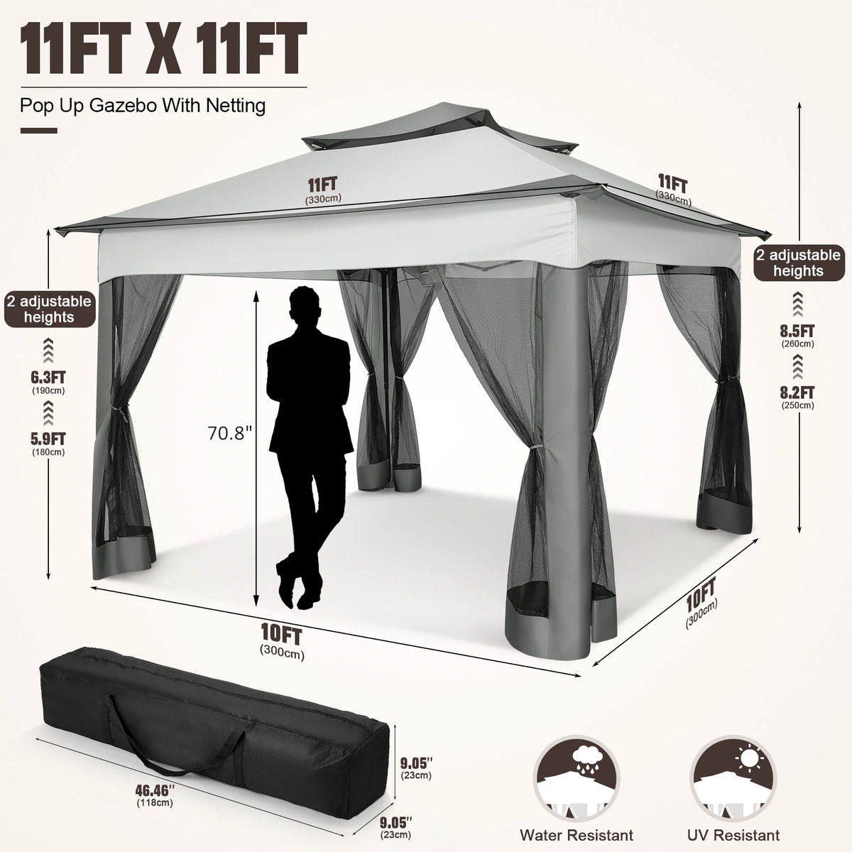 Tooluck Pop Up Gazebo Outdoor Canopy With Mosquito Netting