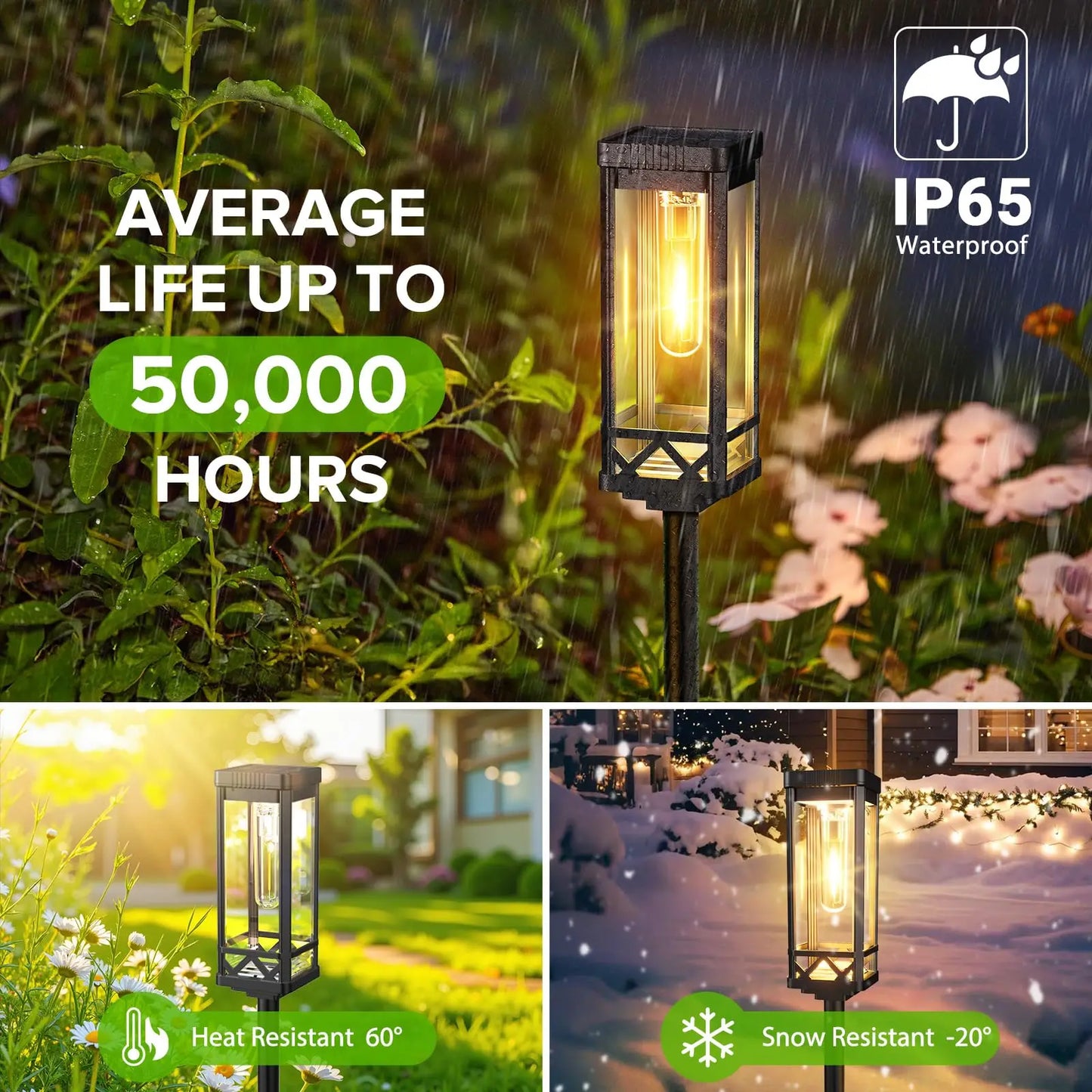 Solar Powered Waterproof LED Pathway Lights for Landscape Driveway