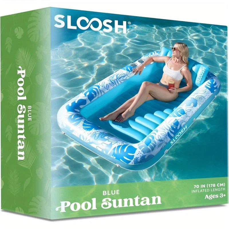 Joyfy Double Inflatable Tanning Lounger Float With Pillow