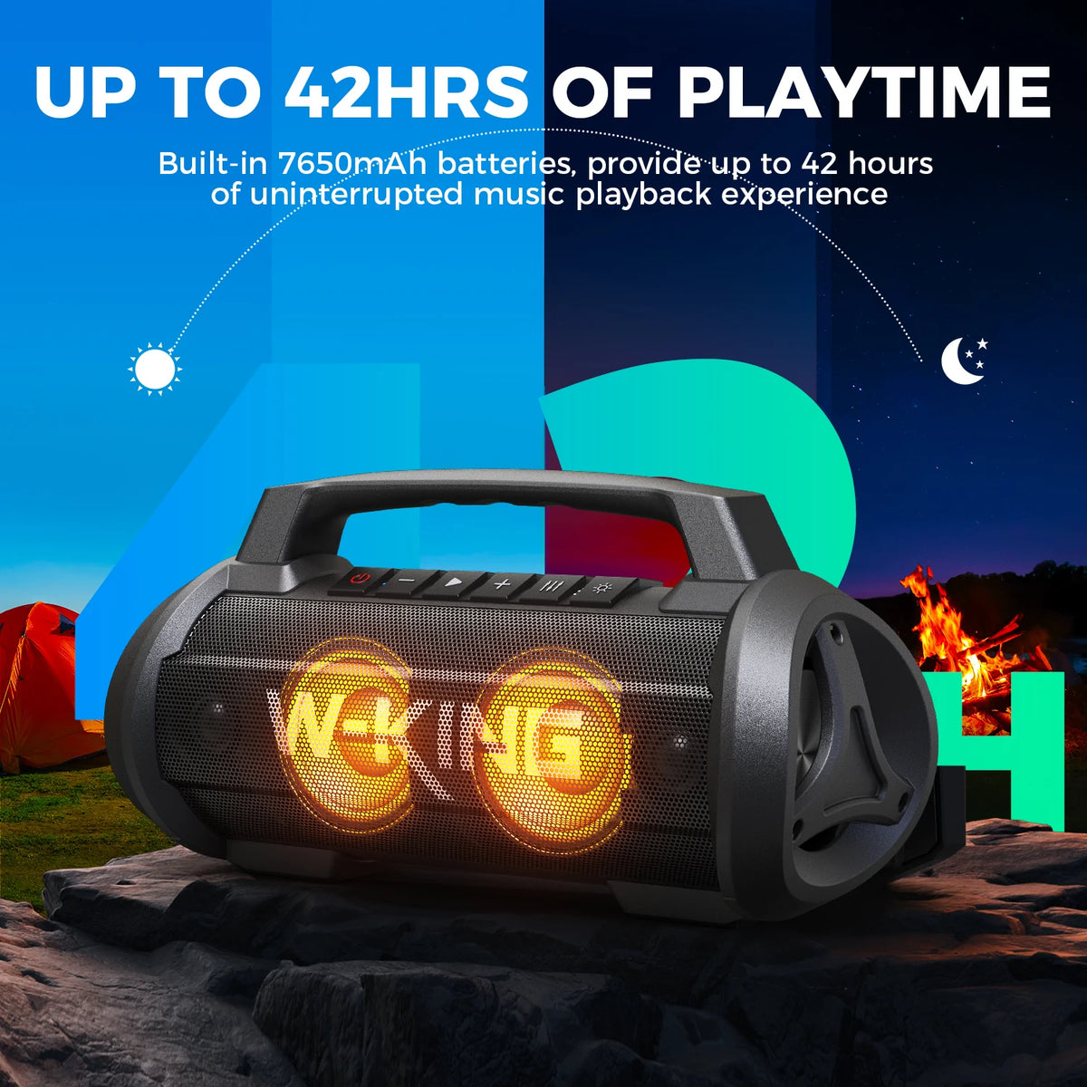 W King 70W Waterproof Portable Bluetooth Speaker With Bass