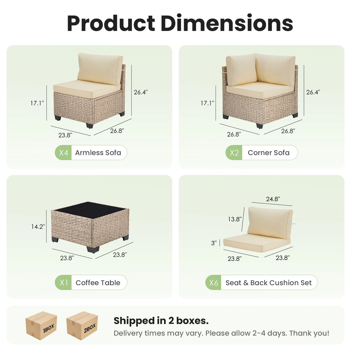 Soohow 7 Piece Outdoor Rattan Sectional Sofa Set