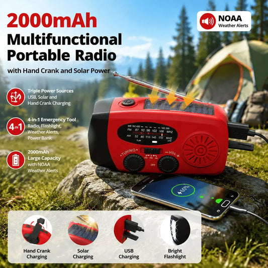 Solar Hand Crank NOAA Weather Radio with Flashlight