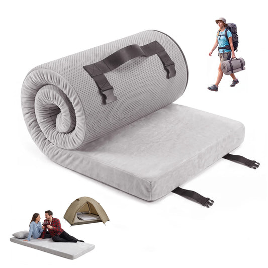 Memory Foam Camping Mattress – 3-Inch Roll-Up Pad