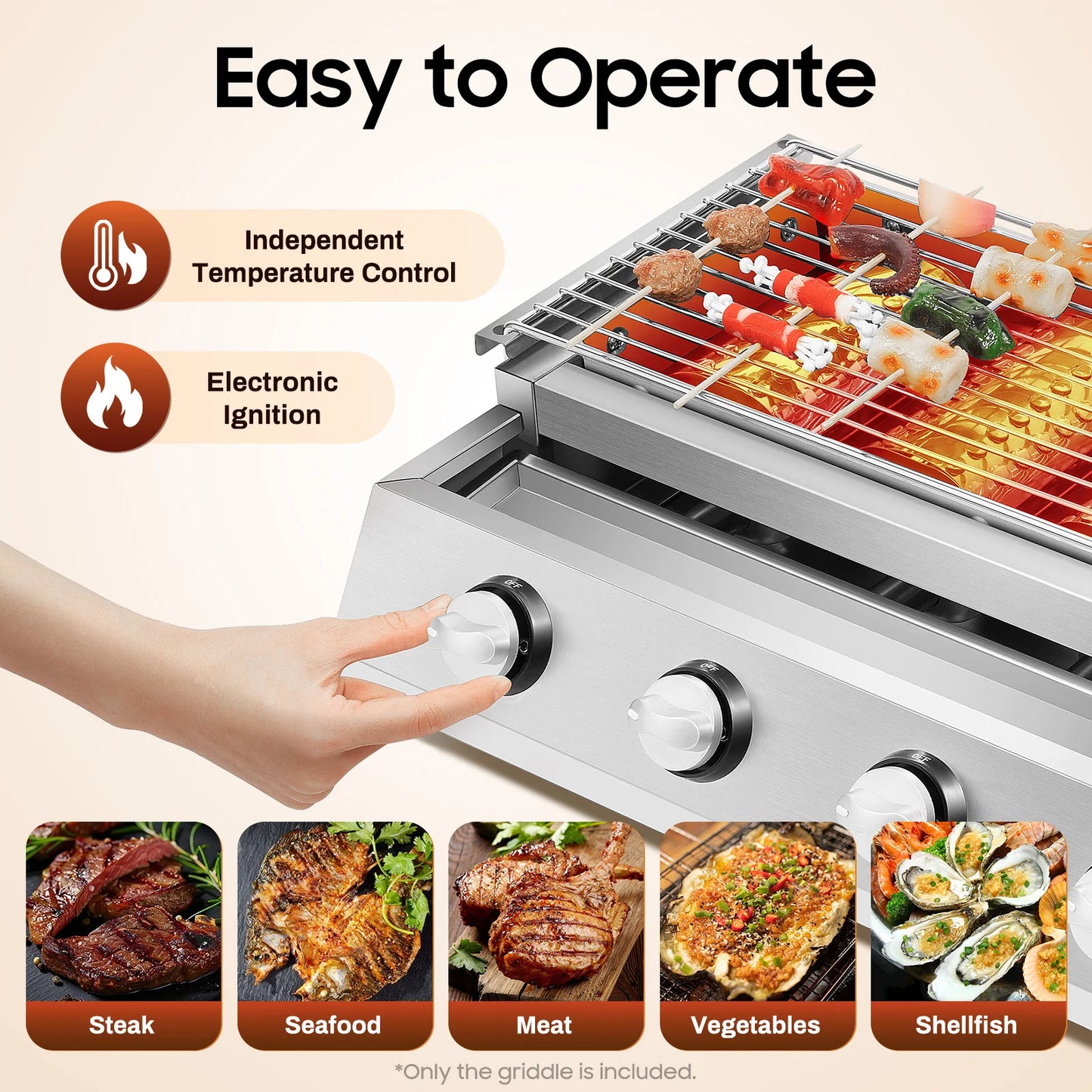 Portable Stainless Steel Propane Gas Grill With Adjustable Height