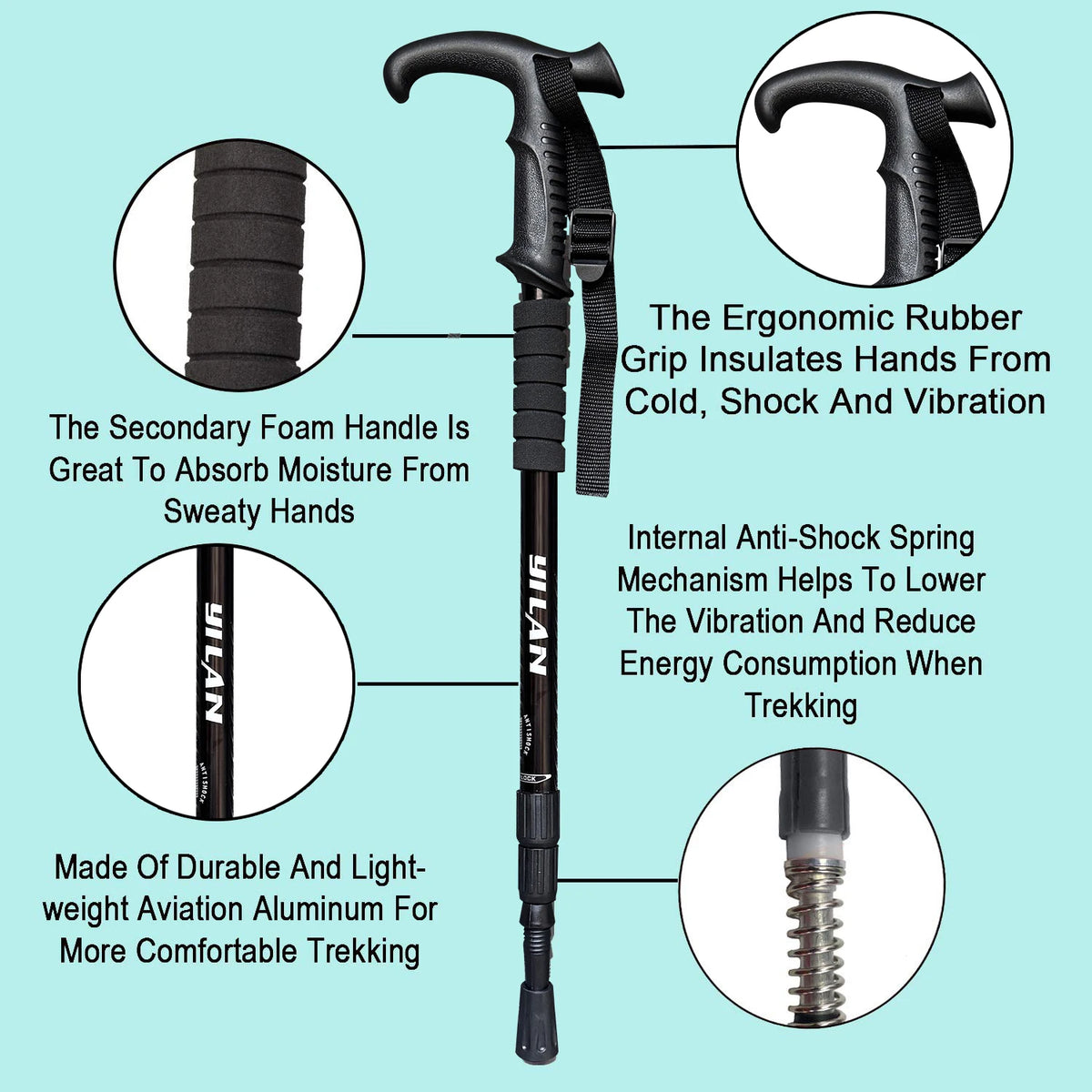 Premium Aluminum Hiking Poles with Shock Absorption for Outdoor Trekking