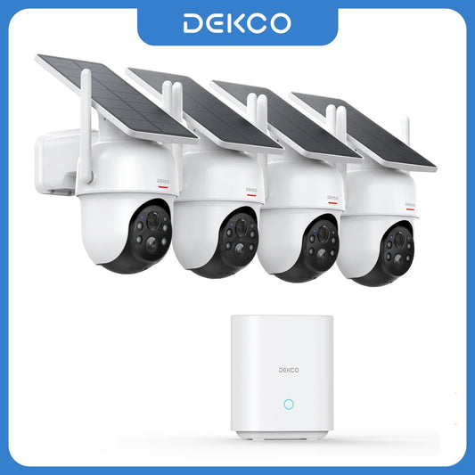 Dekco 3MP Solar Wireless Security Camera Kit With PTZ Tracking