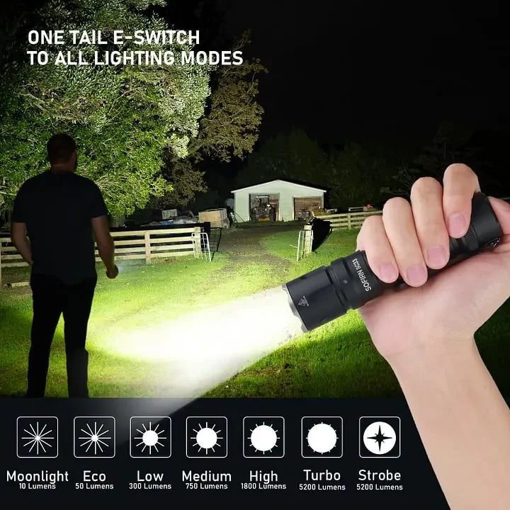 Sofirn SC33 LED Tactical Flashlight 5200lm Rechargeable 21700 Type C Outdoor