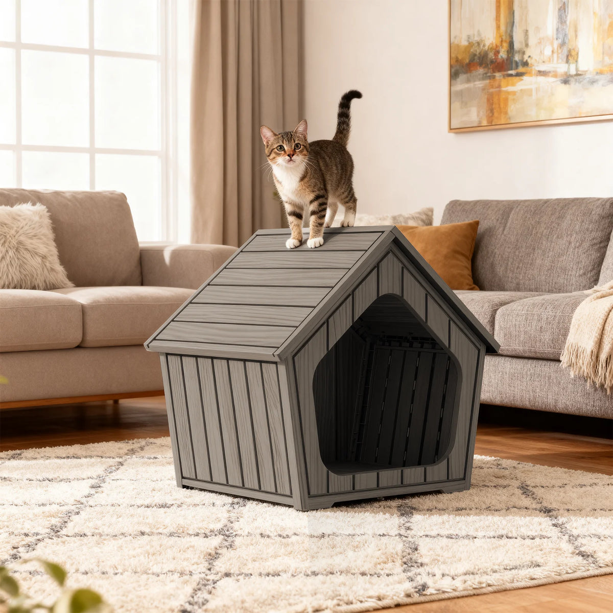 Waterproof Ventilated Plastic Dog House for Outdoor Shelter