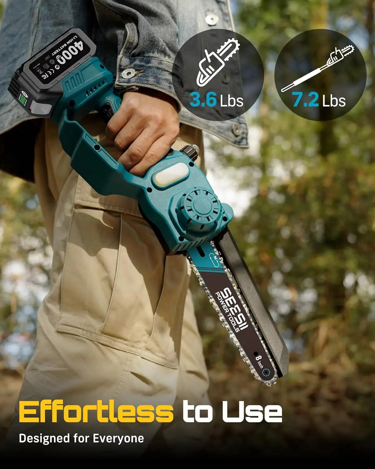 SEESII Brushless Cordless Pole Saw With Extension For Tree Trimming