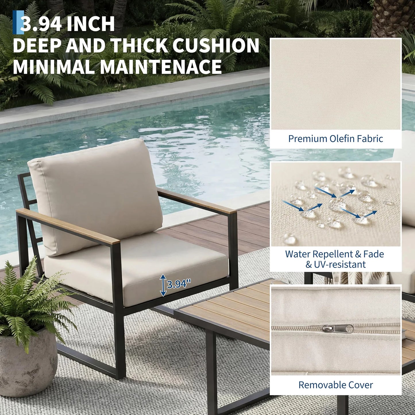 HobbyLane 4 Piece Outdoor Patio Furniture Set With Cushions