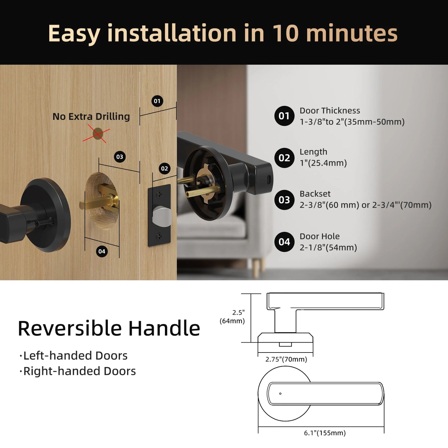 Viladepot Smart Door Lock With Fingerprint Keypad And App Control