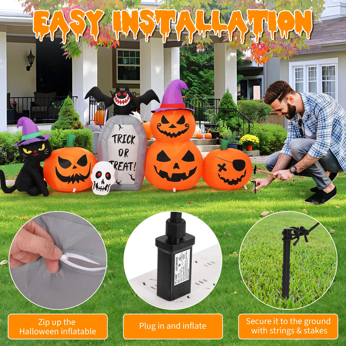 Stunning HiMISS 8 Foot LED Halloween Inflatable Yard Decor
