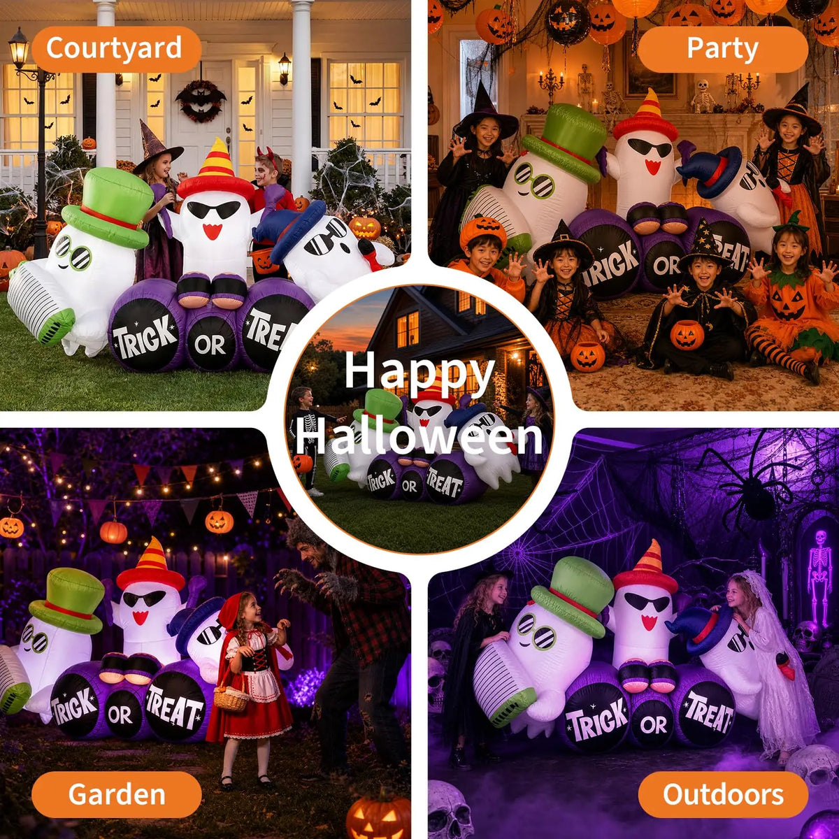 Illuminated Giant Inflatable Halloween Ghost Band For Yard