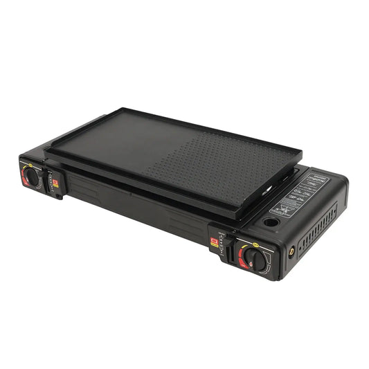 Portable Dual Burner Gas Stove with Piezo Ignition