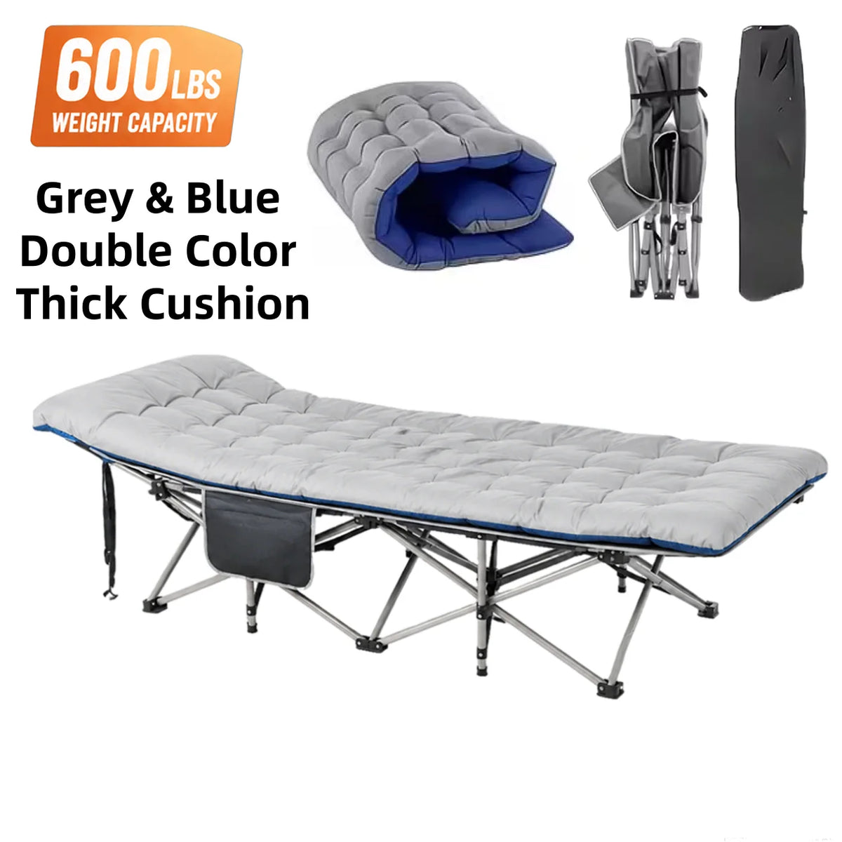 Portable Folding Camping Cot with Thick Mattress