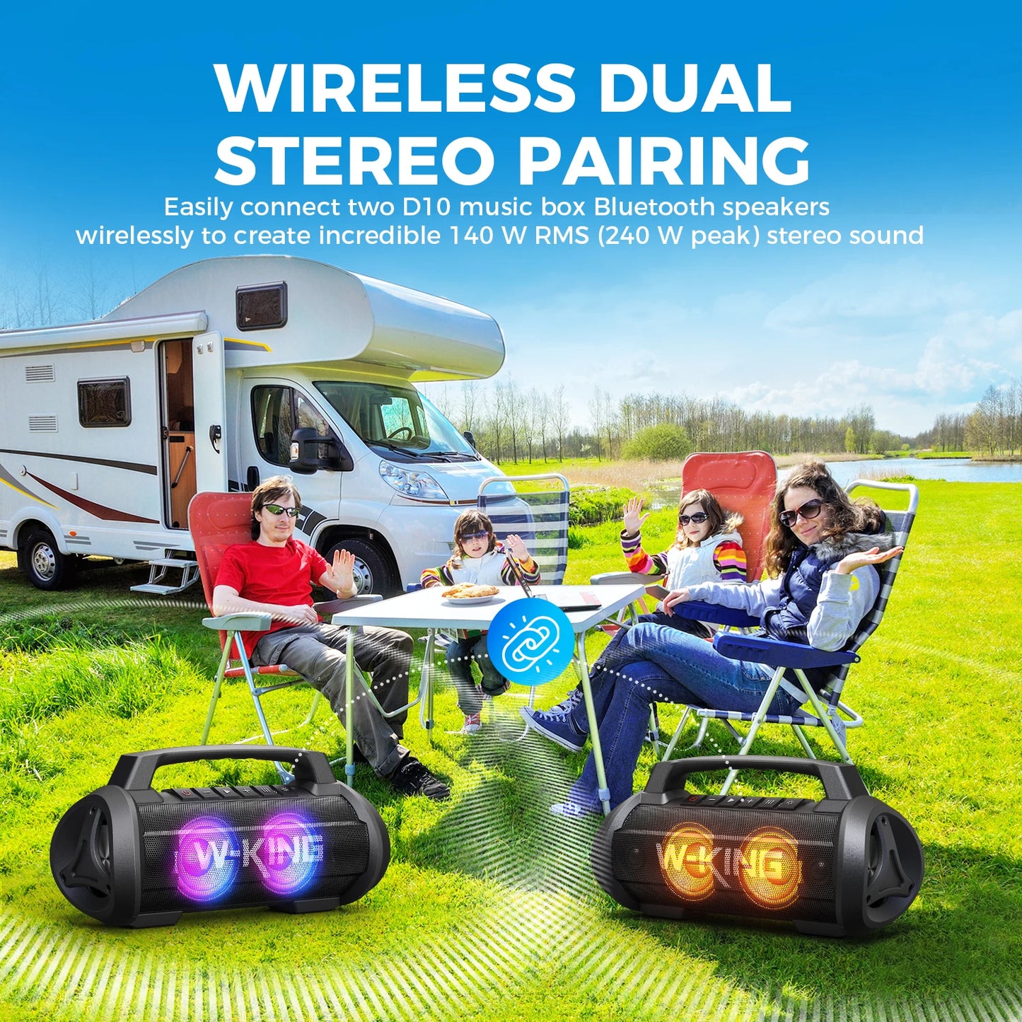 W King 70W Waterproof Portable Bluetooth Speaker With Bass