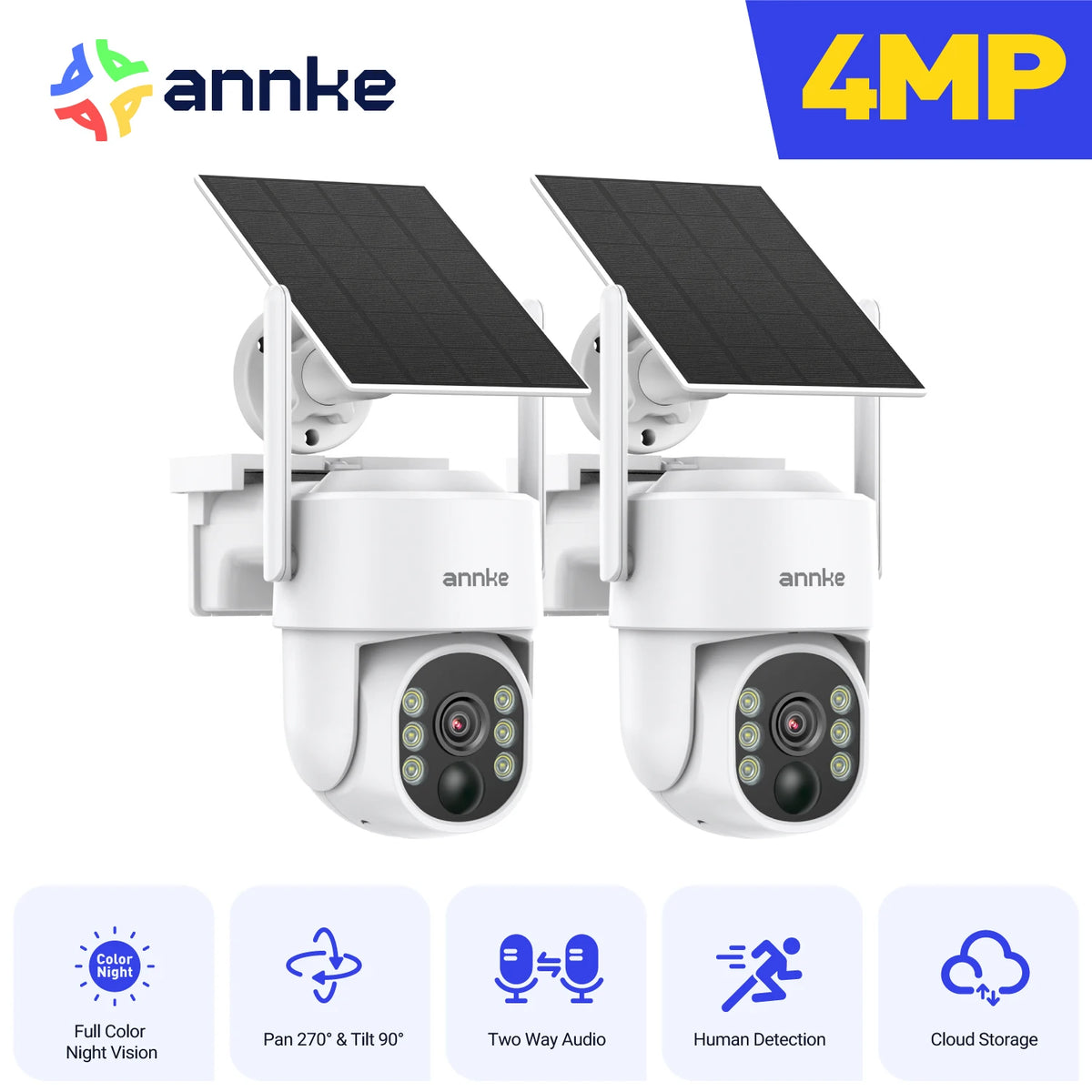 Annke 4MP Solar Wireless Security Camera PIR Motion Detection