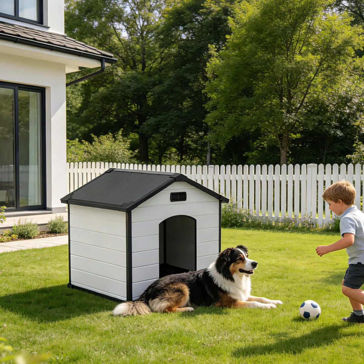 Waterproof Plastic Dog House With Removable Roof And Ventilated Design