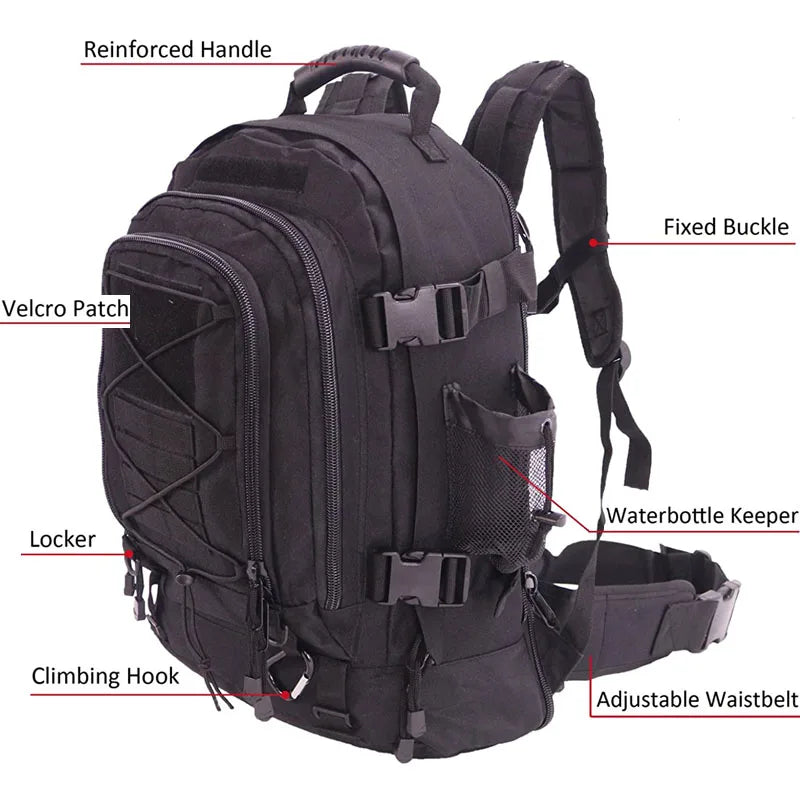 Lqarmy 65L Military Tactical Backpack For Hiking And Camping