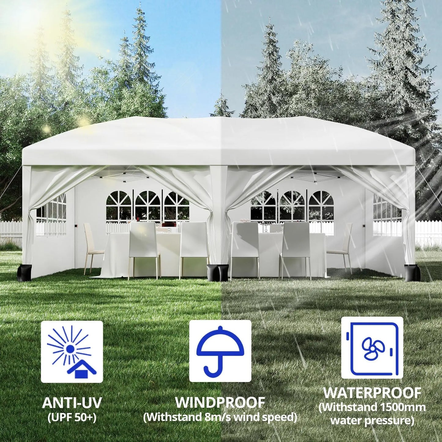Heavy Duty Pop Up Tent Removable Sidewalls Waterproof Outdoor Canopy