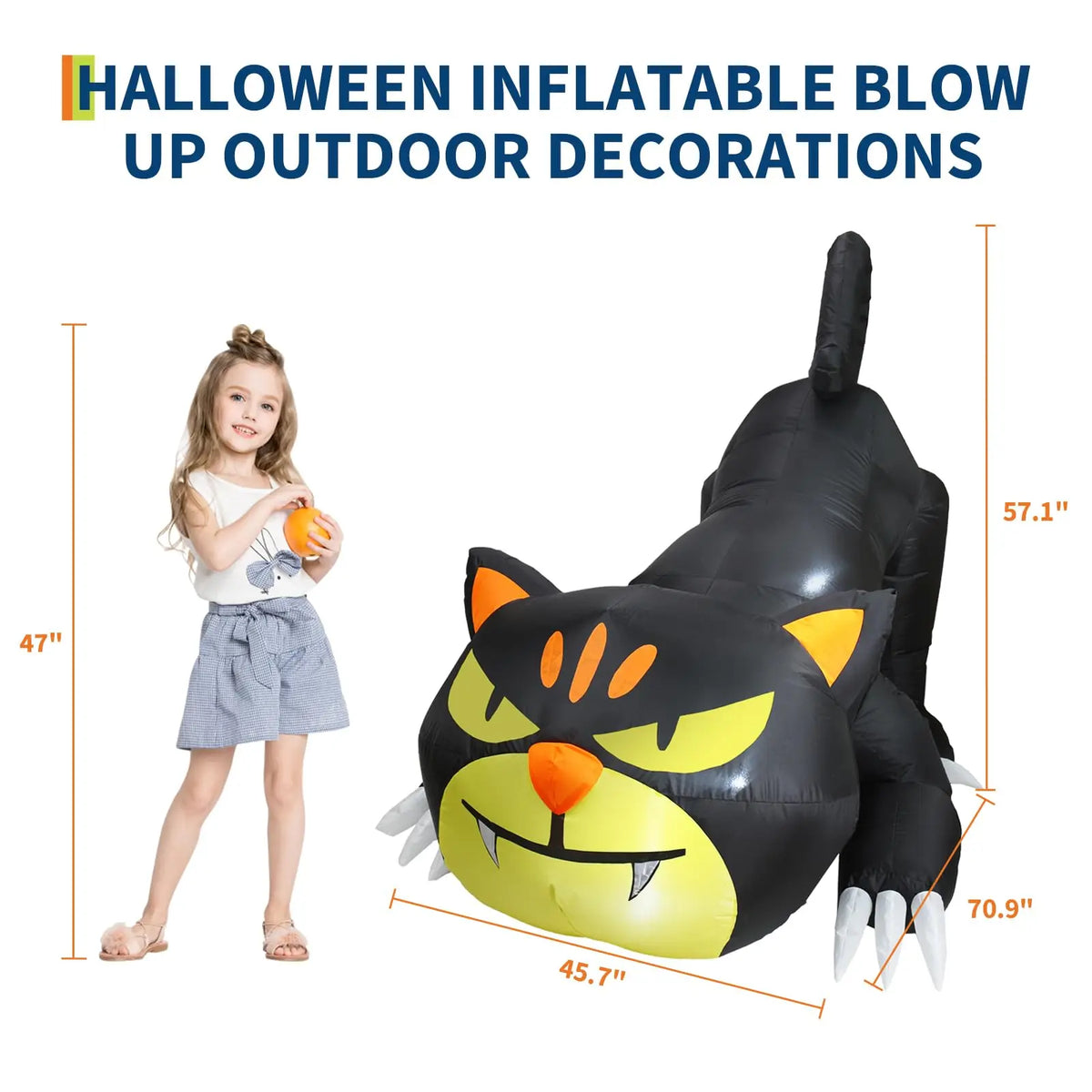 HiMiss 7 Ft Glowing Crawling Black Cat Inflatable For Lawns