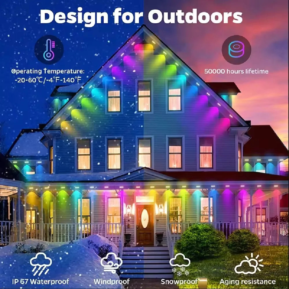 Smart App Remote Control Waterproof LED Eaves String Lights