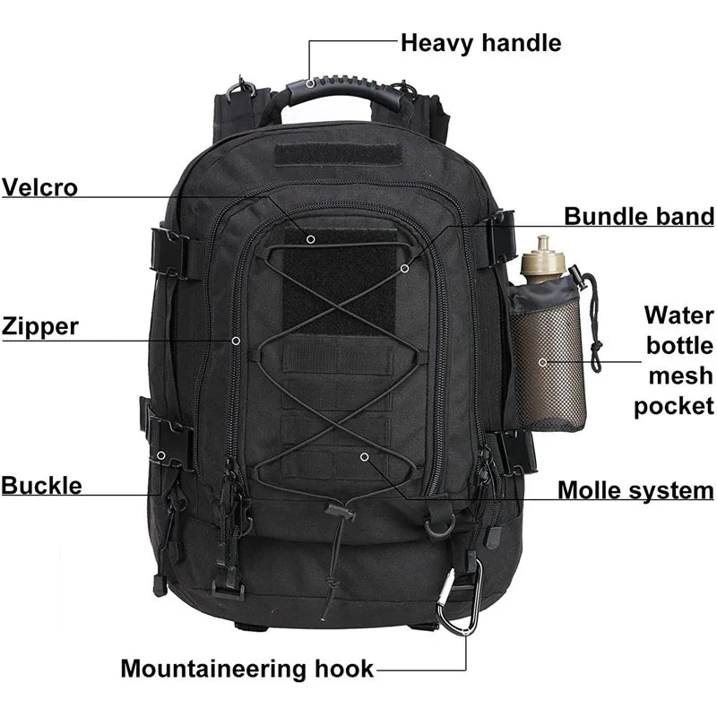 Lqarmy 65L Military Tactical Backpack For Hiking And Camping