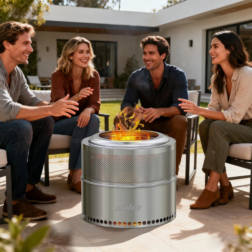 Unho Smokeless Fire Pit With Carry Bag For Outdoor Cooking