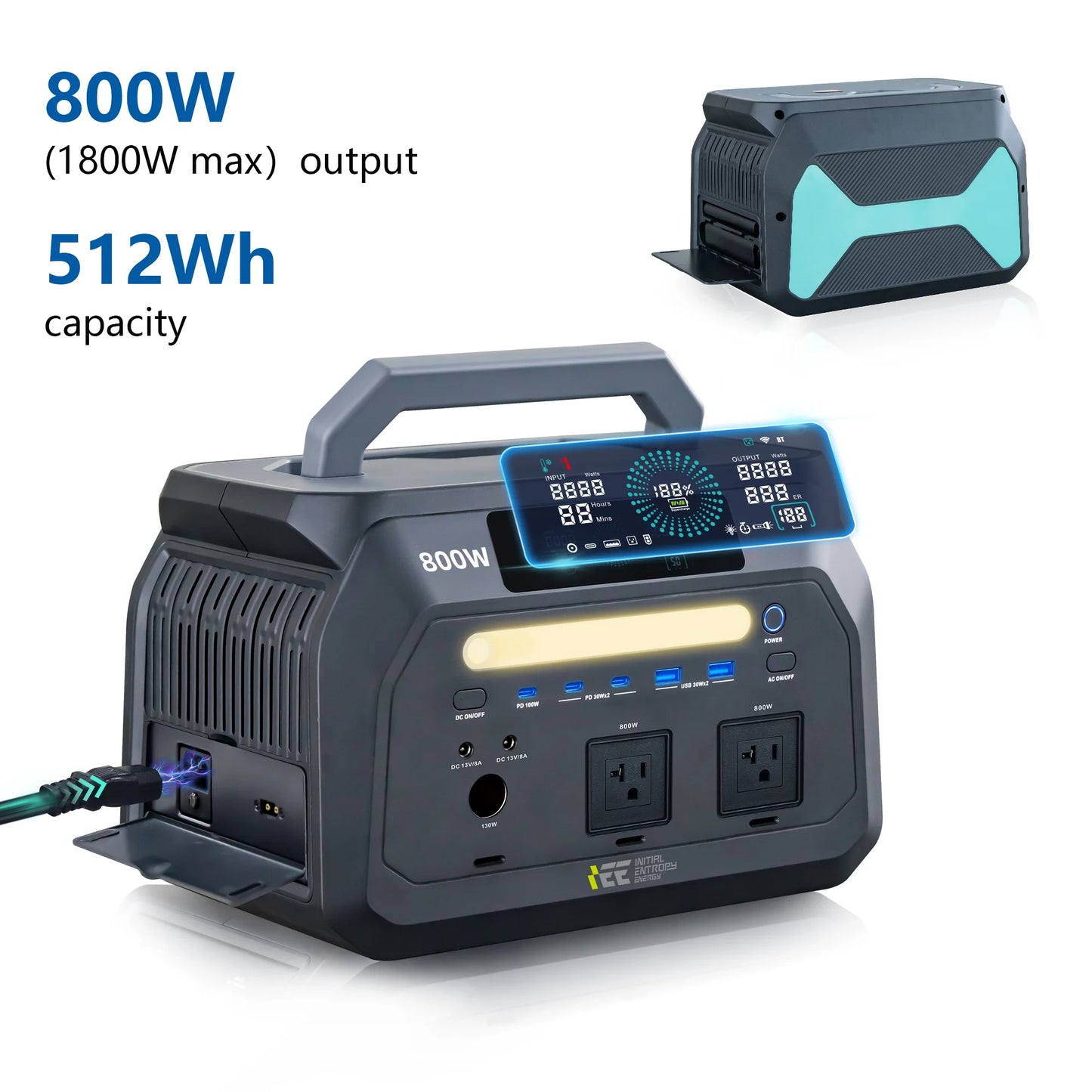 Iee P800 512Wh LiFePo4 Solar Generator With AC Outlets