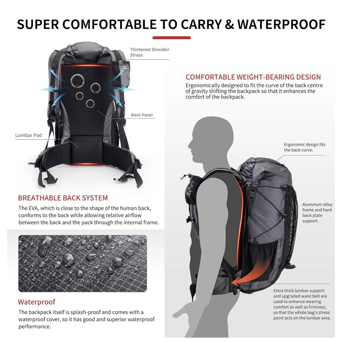 Naturehike Large Capacity Outdoor Hiking Backpack With Rain Cover