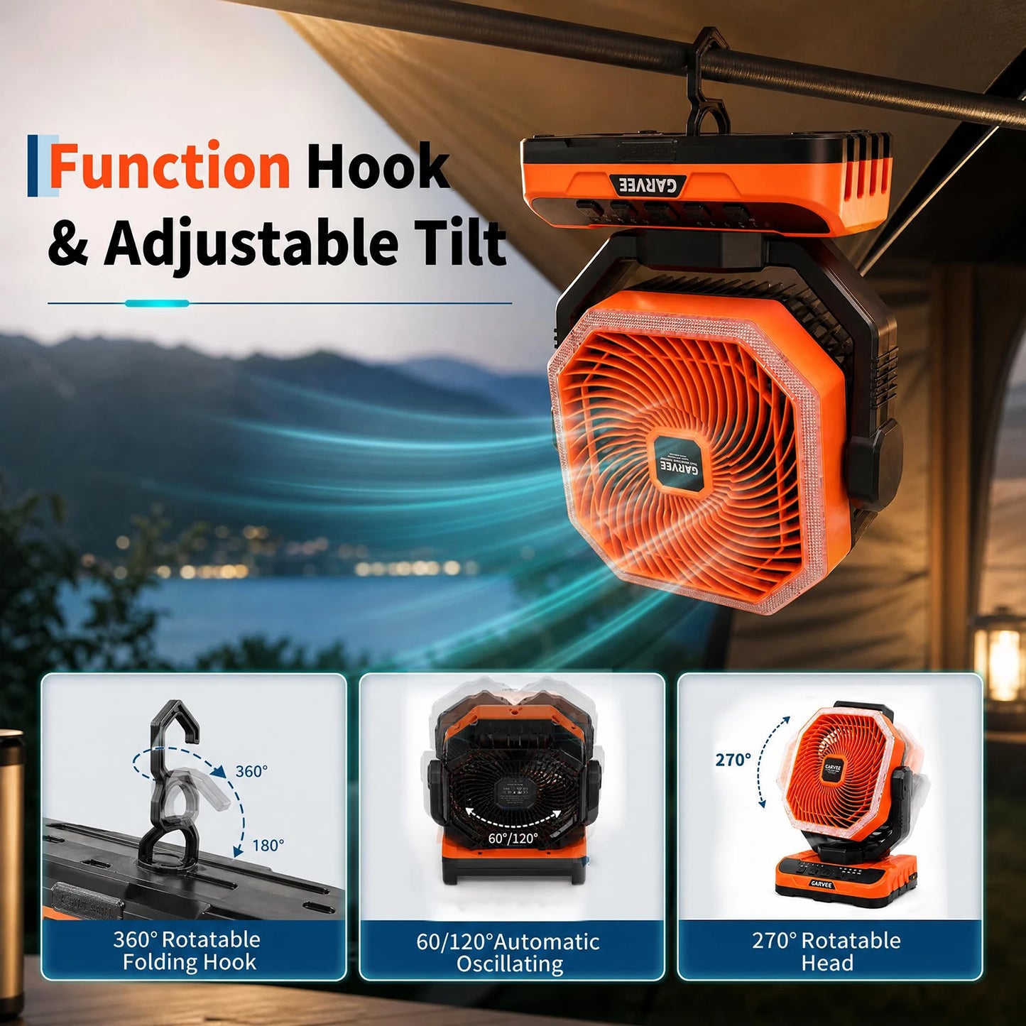 HiMISS Portable Camping Fan With Remote Timer