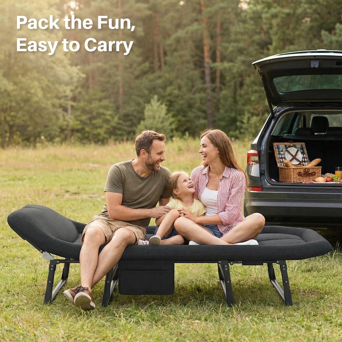 JHK Folding Camping Cot With Mattress Carry Bag 450 Lbs