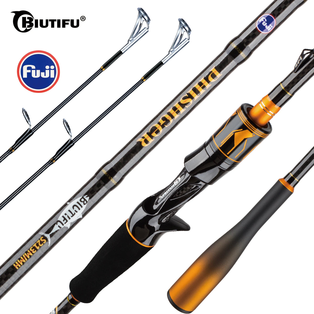 Biutifu Pro T1000 Carbon Spinning Casting Fishing Rod Fuji Guides For Anglers