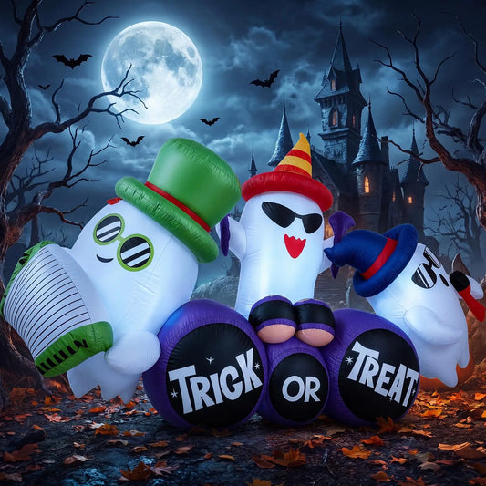 Illuminated Giant Inflatable Halloween Ghost Band For Yard