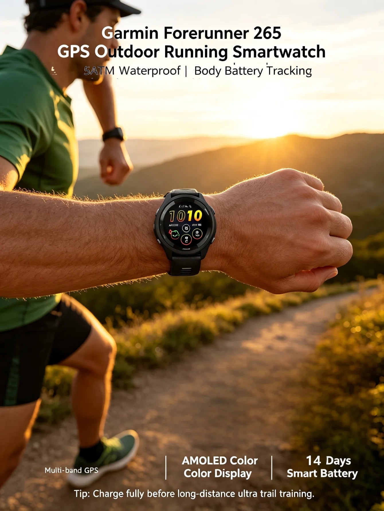 Garmin Forerunner 265 Outdoor GPS Smartwatch With Topo Maps