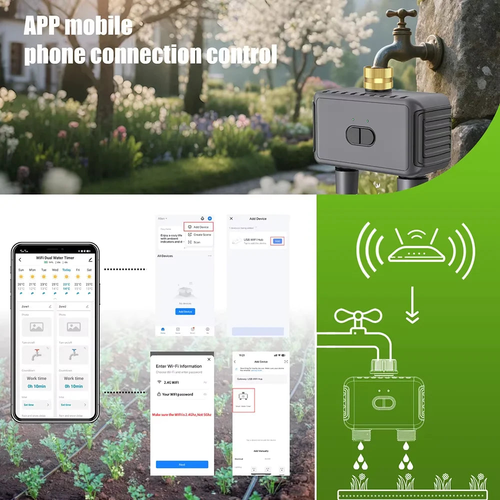 Insoma Wifi Automatic Garden Water Timer Dual Hose Controller