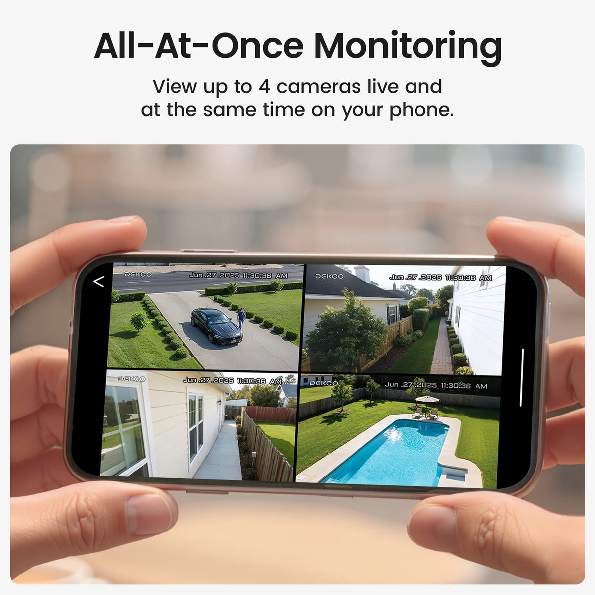 Dekco 3MP Solar Wireless Security Camera Kit With PTZ Tracking