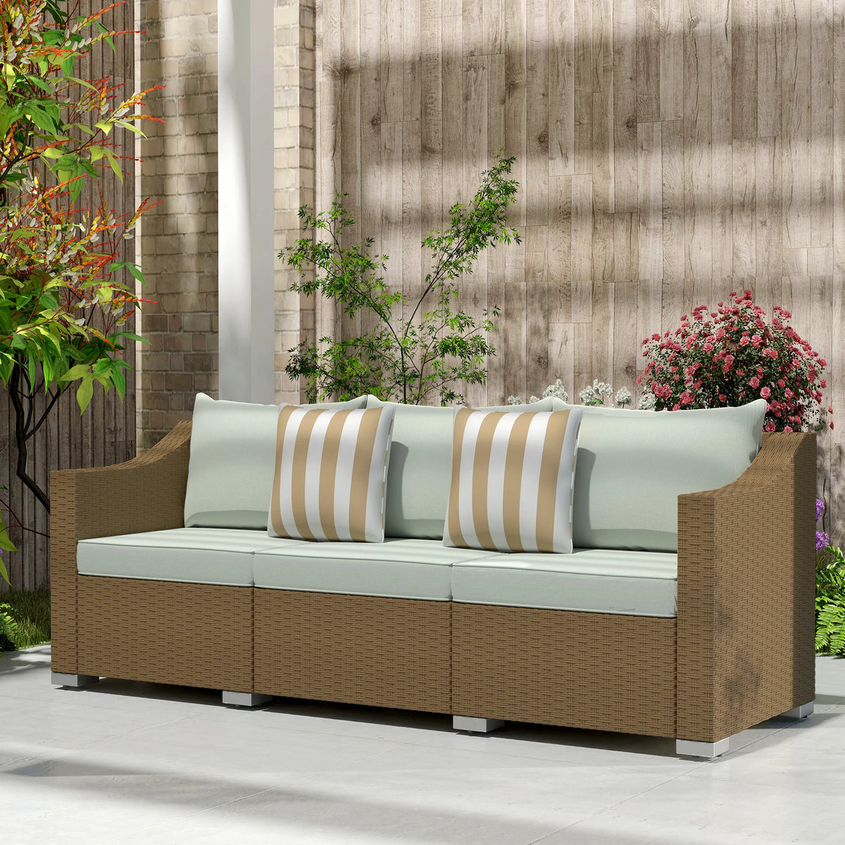 All Weather Rattan Outdoor Patio Sofa With Cushions