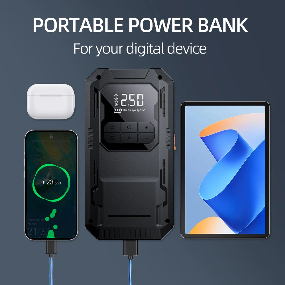 YIJU 4-In-1 Car Jump Starter With Air Compressor Power Bank