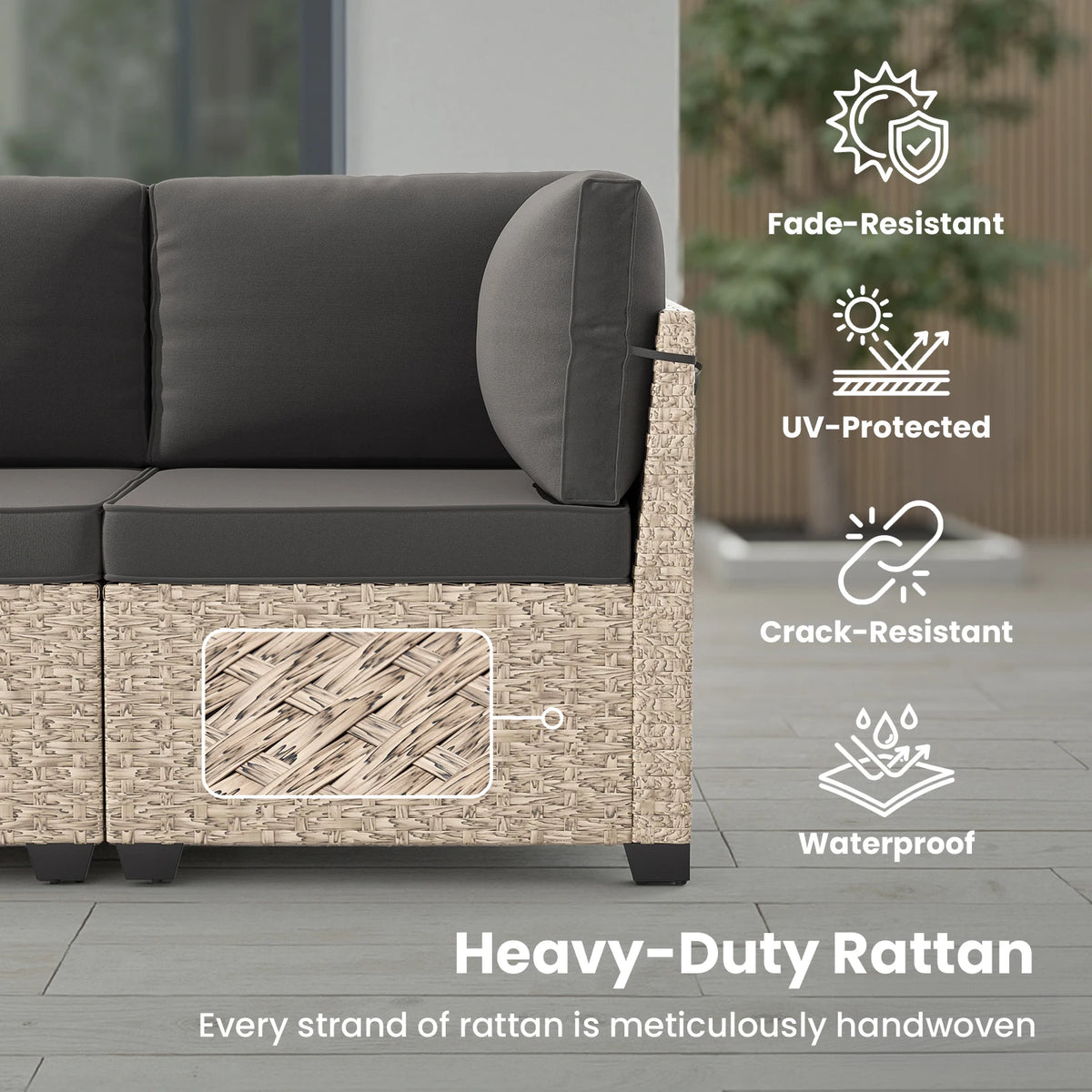 Soohow 7 Piece Outdoor Rattan Patio Sectional Sofa Set