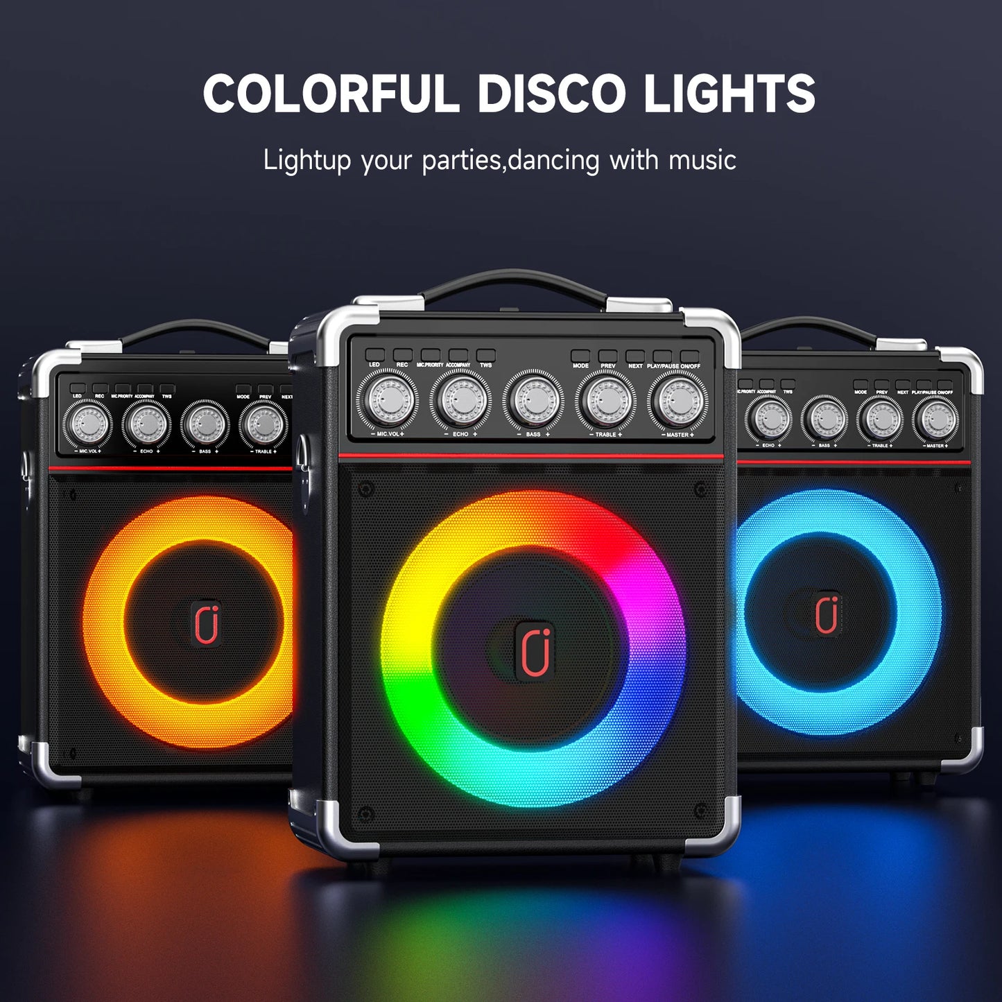 FanFun Portable Karaoke Speaker Bluetooth Dual Mics LED Display